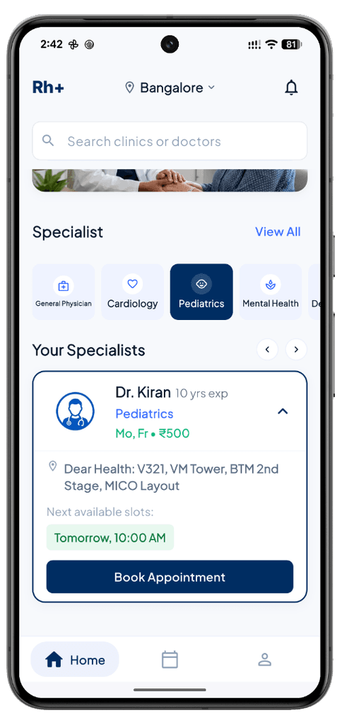 RH+ Patient Mobile App Search & Doctor List