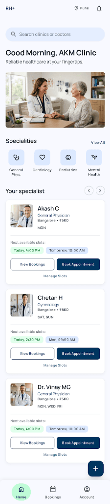 RH+ Patient Mobile App Search & Doctor List